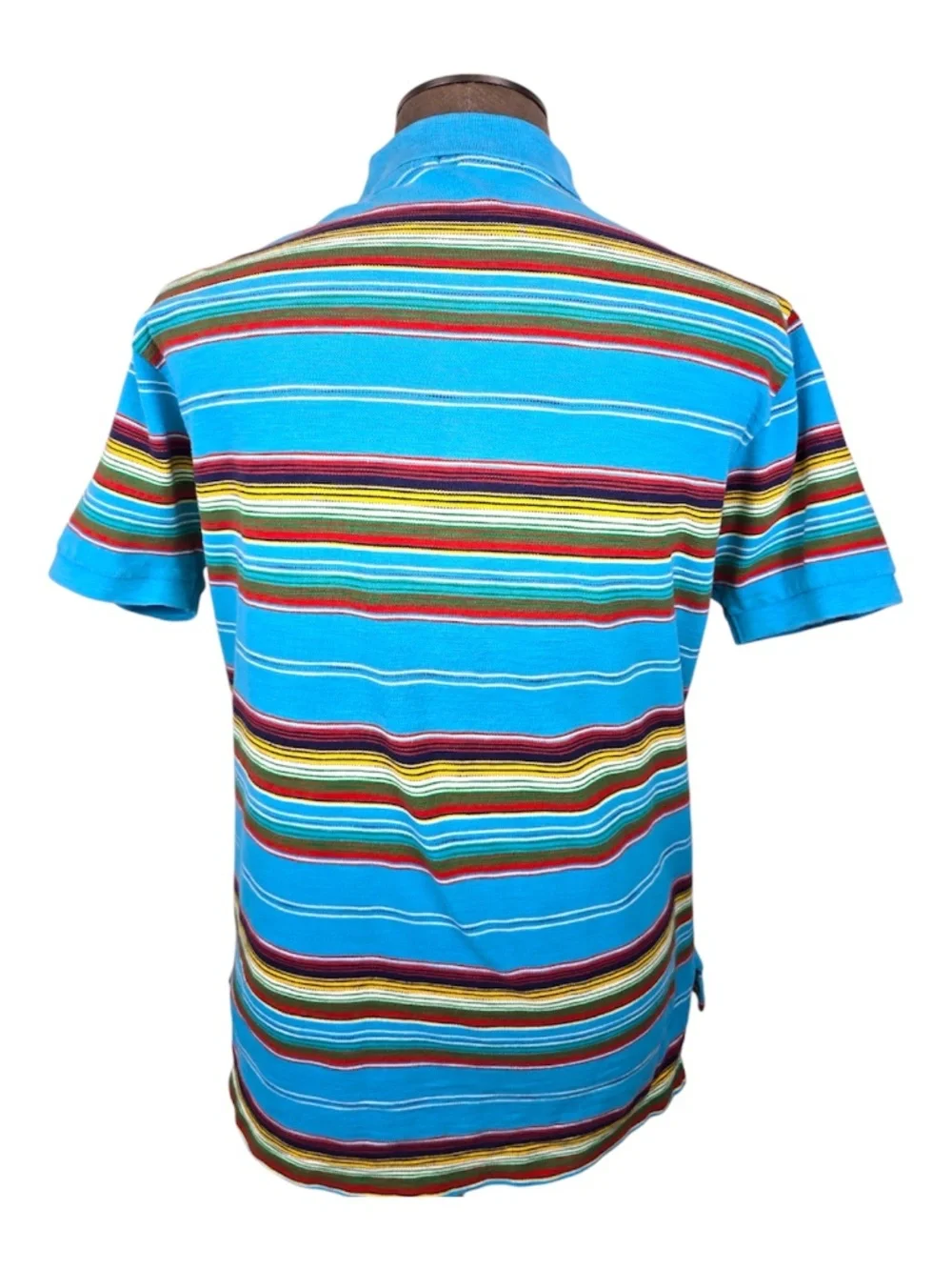 Vintage Polo Ralph Lauren Striped Polo Shirt Size L Turquoise Multicolor 90s